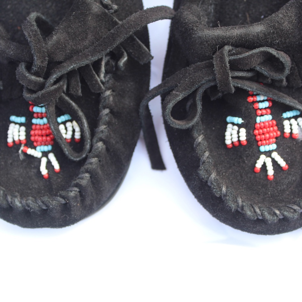 Beaded Black Moccasins Minnetonka flats/loafers - brand new, never been worn